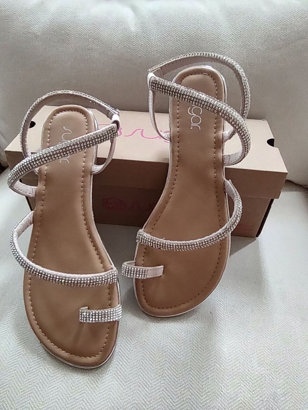 Sugar Rhinestone Strap Sandals NIB